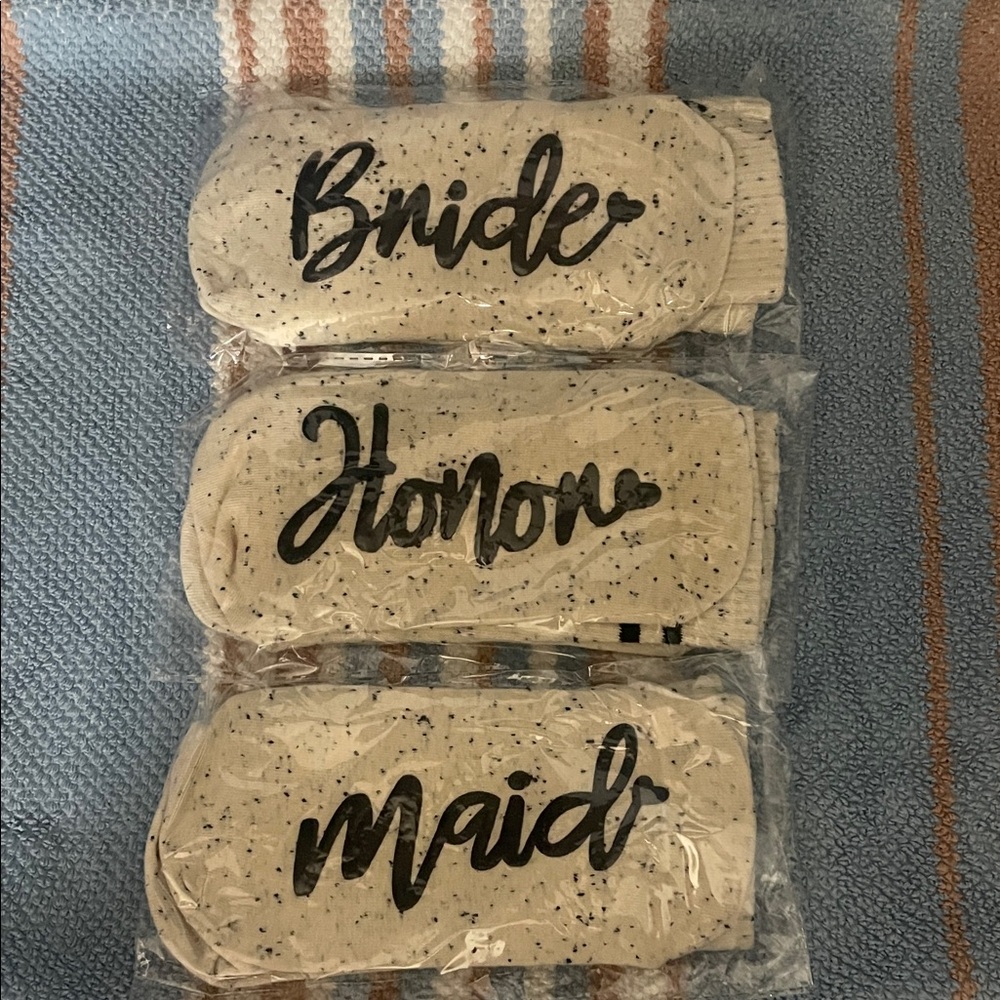 Bride and Maid and maid of honor sock Set
